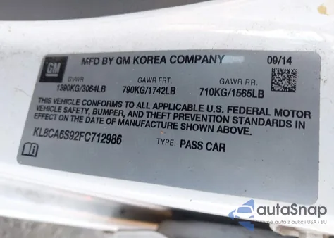 2015 Chevrolet Spark Ls Manual from USA, damaged, VIN KL8CA6S92FC712986